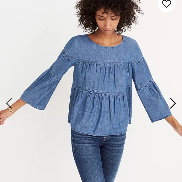 Madewell Tops - Madewell Denim Tiered Button-Back Top